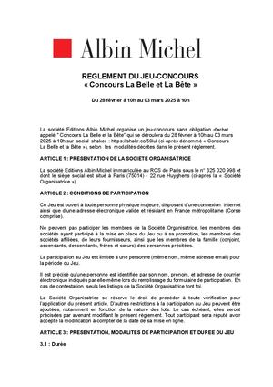 Reglement Jeu Sur Internet Concours Social Shaker La Belle Et La Bête