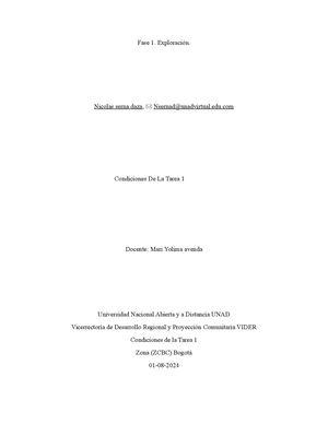 Condiciones De La Tarea Fase 2 Relacionamiento