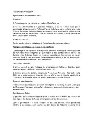 Historia De Antioquia