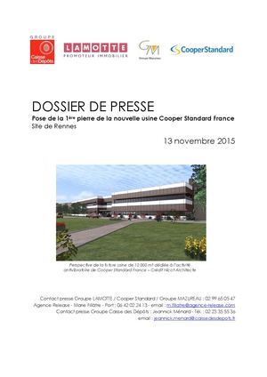 Lamotte pose la première pierre de l'usine Cooper Standard - 13 novembre 2015