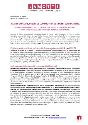 Lamotte pose la première pierre de l'Institut Locomoteur de l'Ouest - 3 décembre 2015