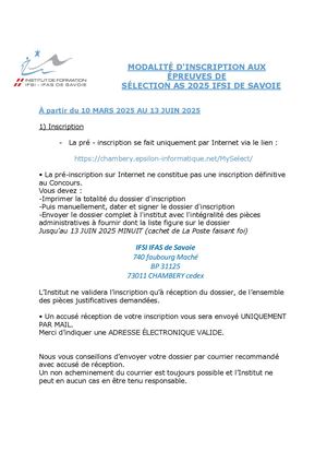 Fiche Information Sélection Ifas Rentrée 2025
