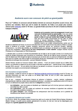 Concours Audace S'ouvre Au Grand Public