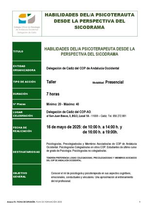 Ficha Difusion Habilidades Del Psicoterapeuta