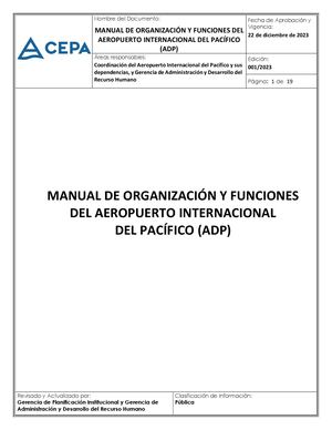 Manual de Organización y Funciones del Aeropuerto Internacional del Pacífico (Aprobado el 22 de diciembre de 2023):
