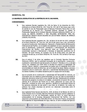 Ley De Presupuesto 2023, En La Parte Que Corresponde A La Comisión Ejecutiva Portuaria Autónoma (Cepa), Para Incorporar La Cantidad 1