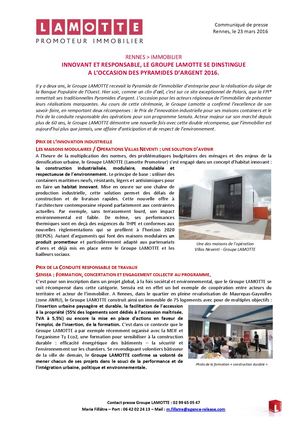 Innovant et responsable, Lamotte se distingue à l'occasion des Pyramides d'argent 2016 - 23 mars 2016