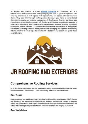 JR Roofing and Exteriors - Best Roofing Contractor in Cottonwood, AZ