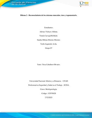 Dilema 2 – Reconocimiento De Los Sistemas Muscular, óSeo Y Tegumentario