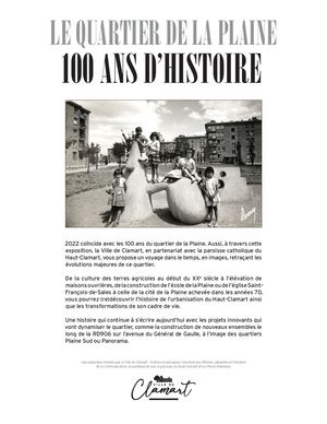 EXPOSITION : LE QUARTIER DE LA PLAINE, 100 ANS D’HISTOIRE