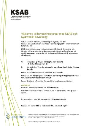 Bevattningskurs För Golfen 2025