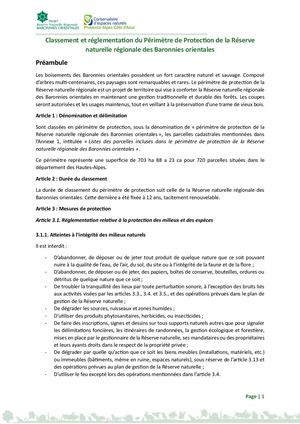 Réglementation Du Périmètre De Protection De La Réserve Naturelle Des Baronnies Orientales