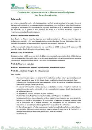 Réglementation De La Réserve Naturelle Des Baronnies Orientales