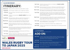 Wales Rugby Tour to Japan