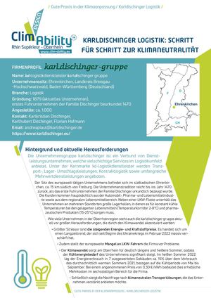 Gute Praxis in der Klimaanpassung : KARLDISCHINGER LOGISTIK