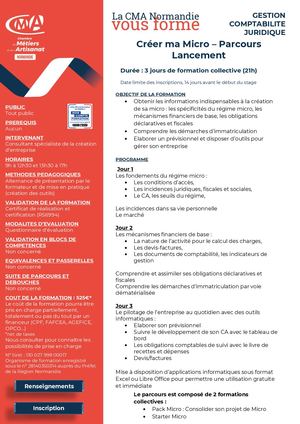 2025 Créer Ma Micro Parcours Lancement