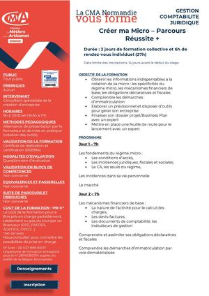 2025 Créer Ma Micro Parcours Réussite Plus