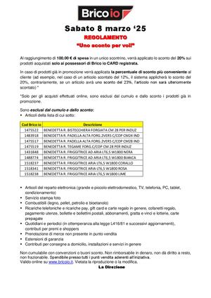 Regolamento Sconto 20% Su 100€_sabato 8 Marzo