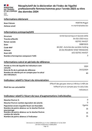 INDEX EGALITE PROFESSIONNELLE 2025