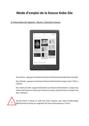 Mode Emploi Liseuse Kobo
