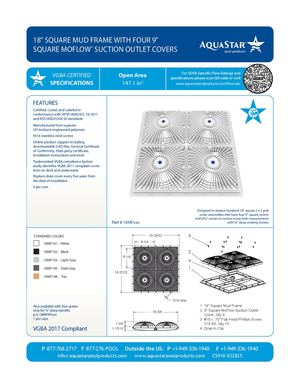 18MFxxx - 18'' Square Mud Frame With Four 9'' Square Moflow Suction Outlet Covers
