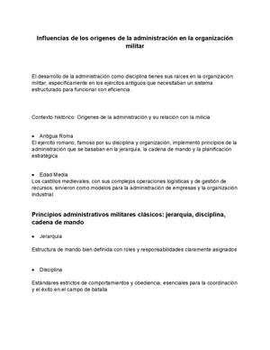 Influencias De La Organizacion Militar