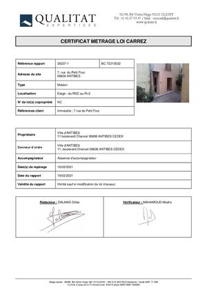 Métrage Carrez 7 Rue Du Petit Four