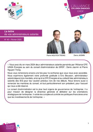 Lettre administrateurs GRDF - Février 2025