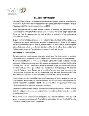 2024 - SACO (Bilan des activités 2024)
