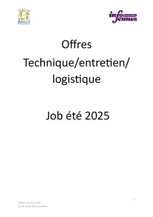 Offres Technique Entretien logistique