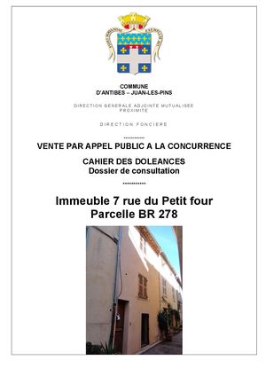 Cahier des charges 7 rue Petit Four