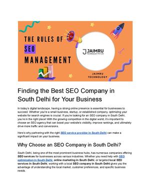 Finding The Best Seo Company In South Delhi For Your Business