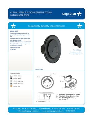 4DIVxxx - 4in Adjustable Floor Return Fitting With Water Stop