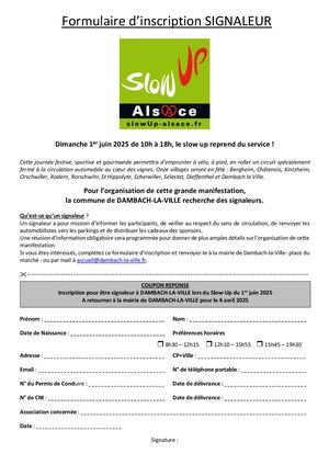 Slow Up Formulaire Signaleurs