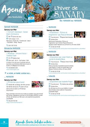 Agenda du week-end 15 & 16 mars 2025