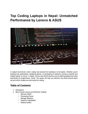 Top Coding Laptops In Nepal Unmatched Performance By Lenovo & Asus