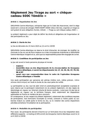 Règlement du tirage au sort chèque-cadeau 500€