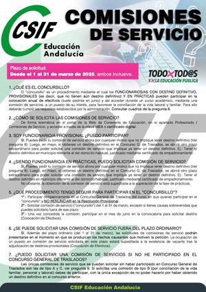 Boletín CSIF - Comisiones de Servicio 2025