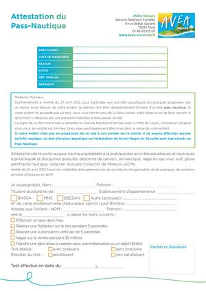 Attestation Pass Nautique