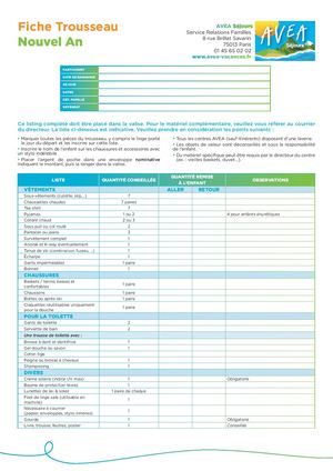 Fiche Trousseau Nouvel An au 140524