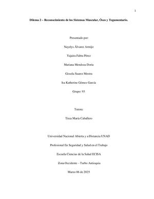 Dilema 2 Reconocimiento De Los Sistemas Muscular, ÓSeo Y Tegumentario