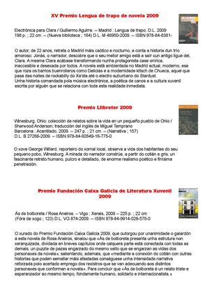 Premios De Literatura 2009 (Selección)