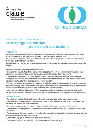 Offre D'emploi chargé.e de mission en architecture Urbanisme