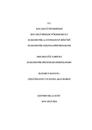 Sıla Çeti̇n Arduino Uno Çizgi İzleyen Ve Engel Aşan Robot