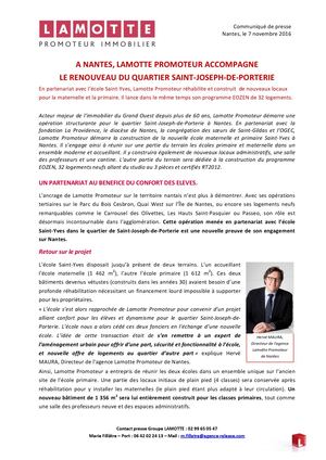 Lamotte accompagne le renouveau du quartier Saint-Joseph-de-Porterie à Nantes - 7 novembre 2016