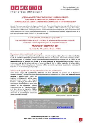 À Pornic, Lamotte poursuit son développement avec Terre Océan - 8 décembre 2016
