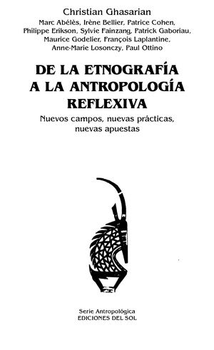 Ghasarian De La Etnografia A La Antropologia Reflexiva