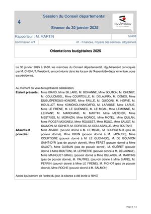 Rapport Orientation budgétaires 2025