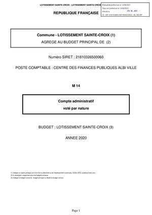 Compte Administratif - Lotissement