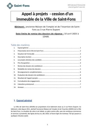 Appel à Projet Ville De Saint Fons 3 Rue Pierre Dupont